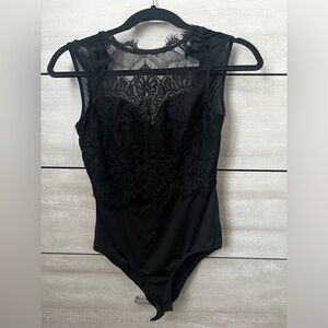 High Neck Lace Detail Bodysuit